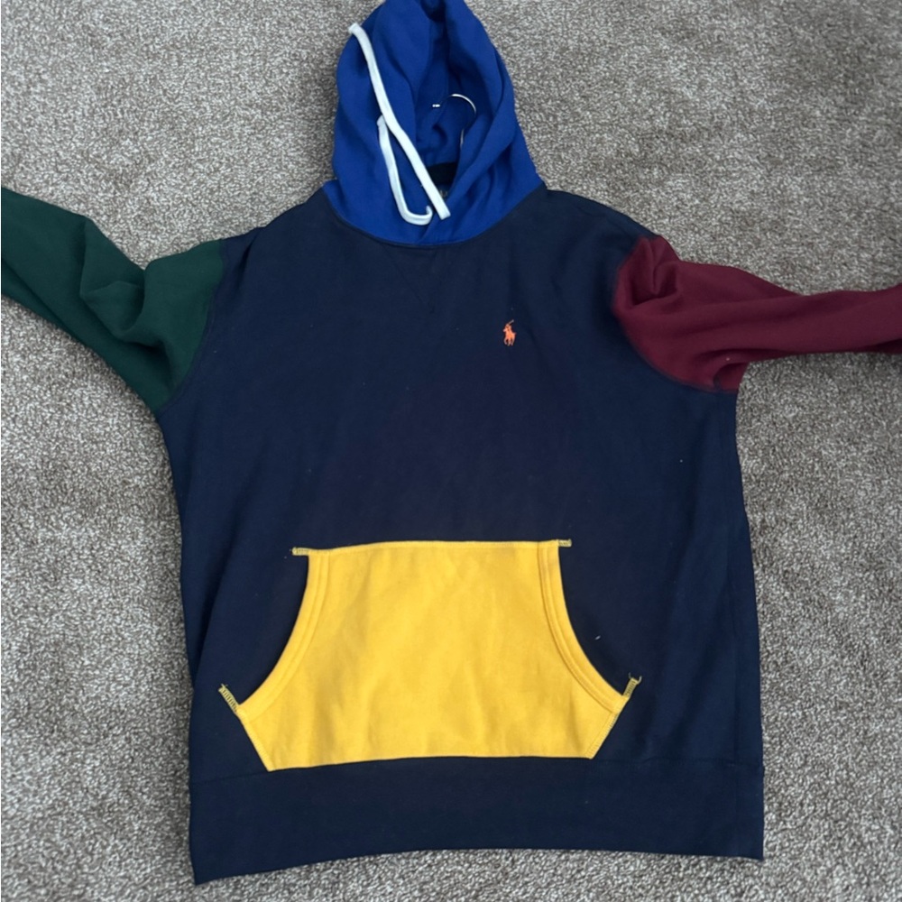 Colorblock Hoodie with Yellow Pocket